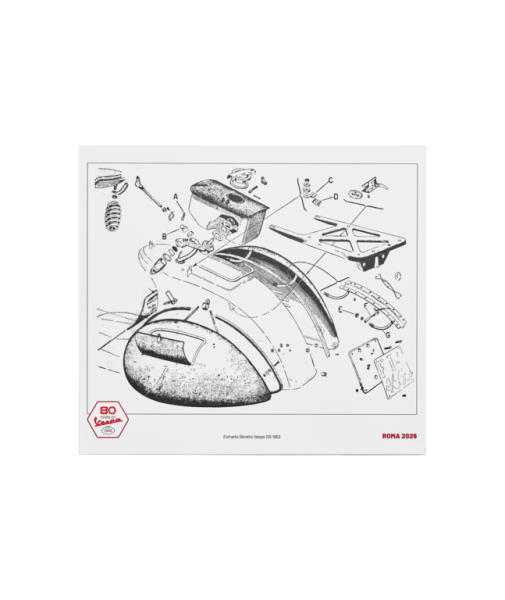 Vespa 80th POSTER "technische Zeichnung"